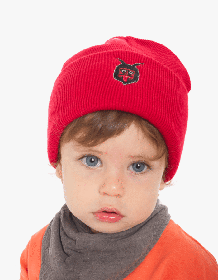 Gorra vermella d'infants amb brodat "Dimoni de Vilafranca"