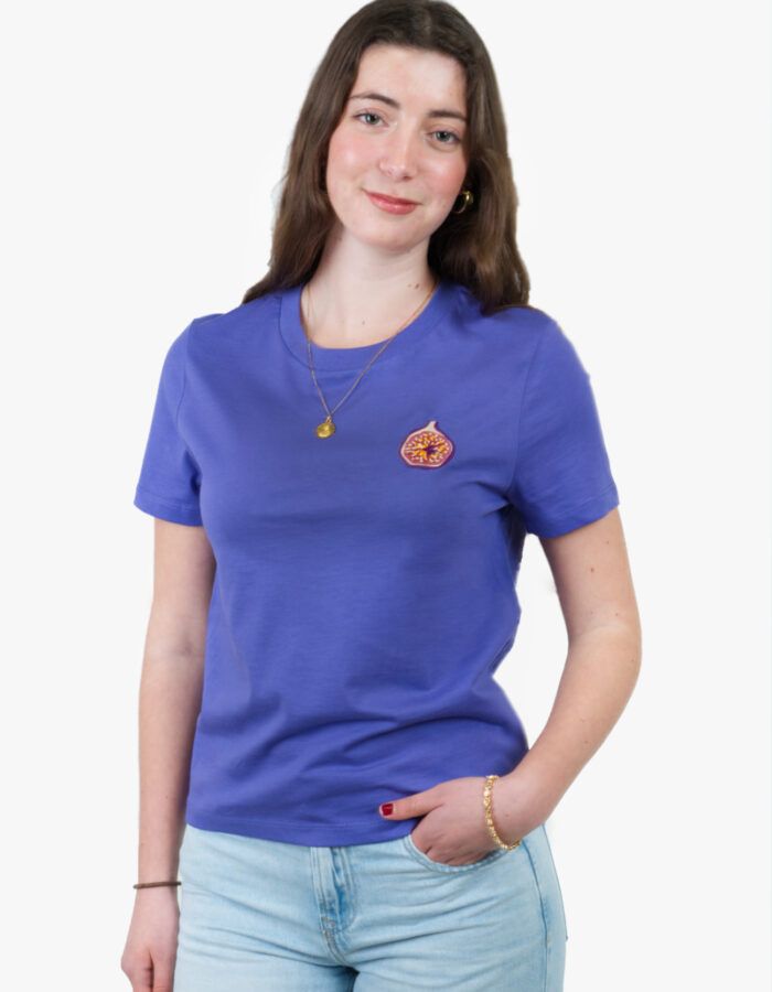 Camiseta lila amb brodat "Figa"