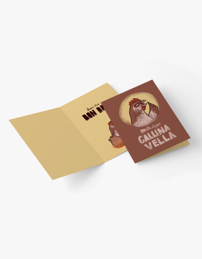 Targeta de felicitació "Gallina vella"