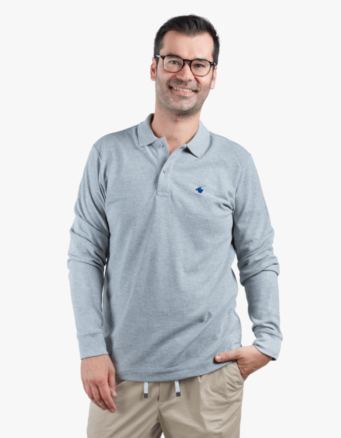 Polo gris de màniga llarga amb brodat "Mallorca"