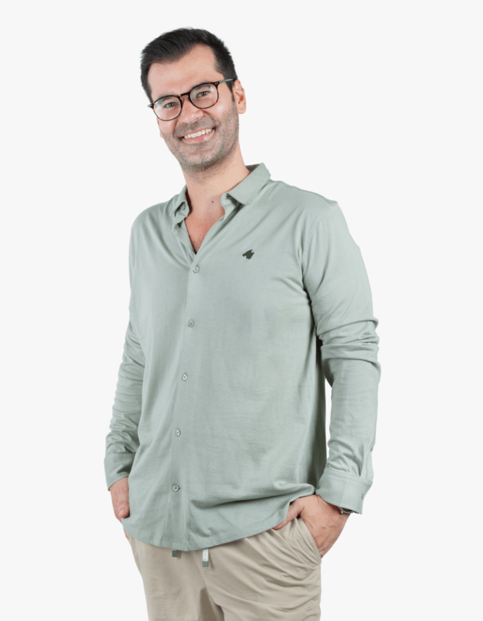 Camisa verda de punt amb brodat "Mallorca"